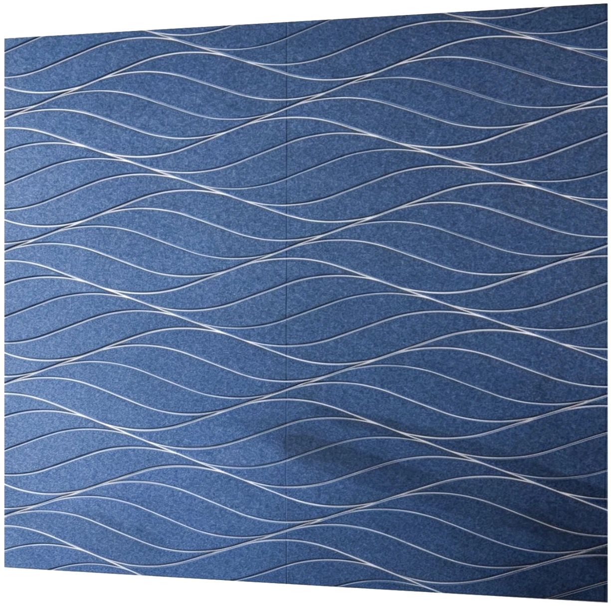 Three-dimensional moulded PET acoustic wave panels in blue